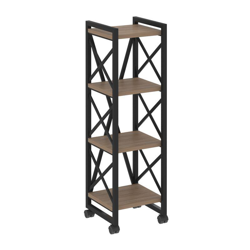 Loft Стеллаж на колесных опорах-4 полки VR.L-MST.K-4.4 Дуб Аризона/Металл Черный 400*400*1334