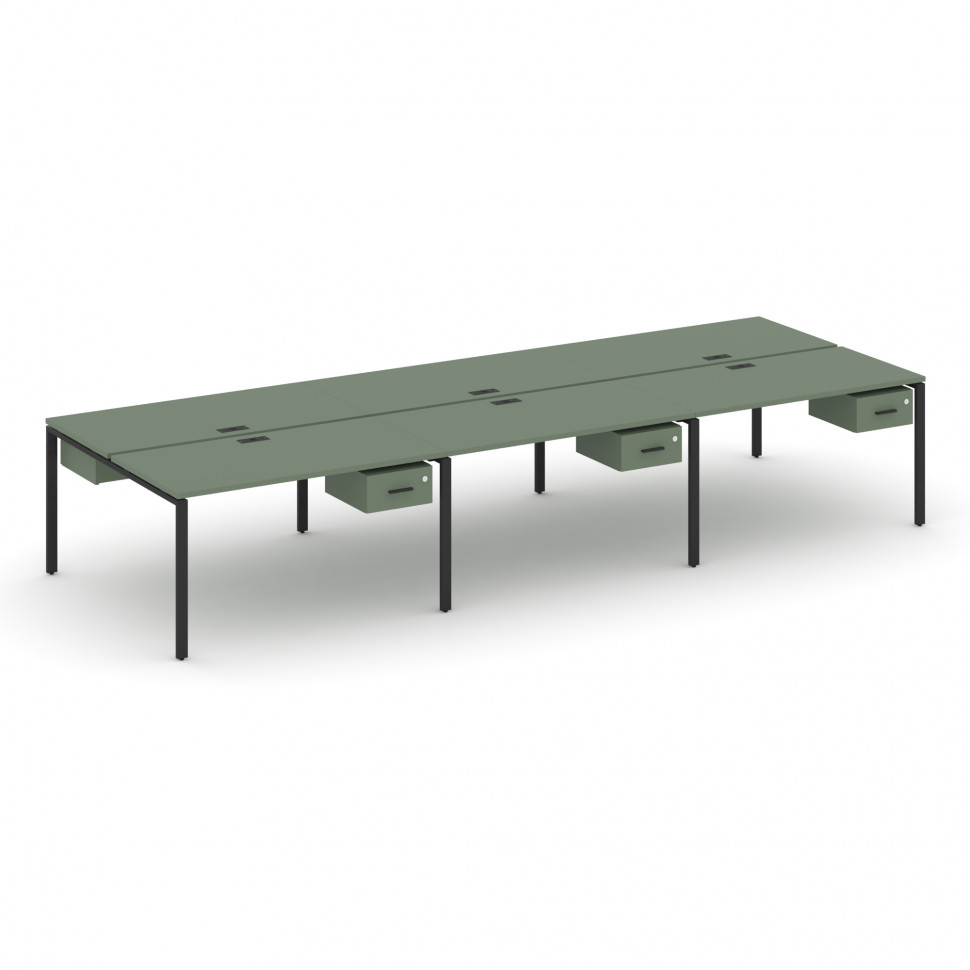 Concept Рабочая станция двухсторонняя с подвес. тумбами на 6 мест CN.DRS-150 B Кобо/Металл Черный 35