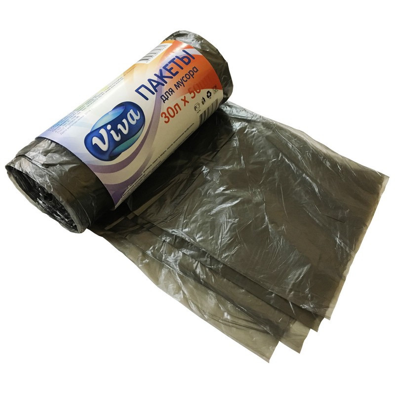 Мешки для мусора ПНД 30л 9 мкм 50шт/рул черные 47х57см