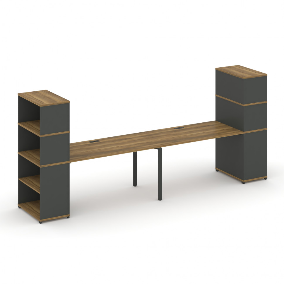 Concept Рабочая станция с опорными стеллажами с надставкой выс. CN.ORS-215 Сандал Янтарный/Антрацит/