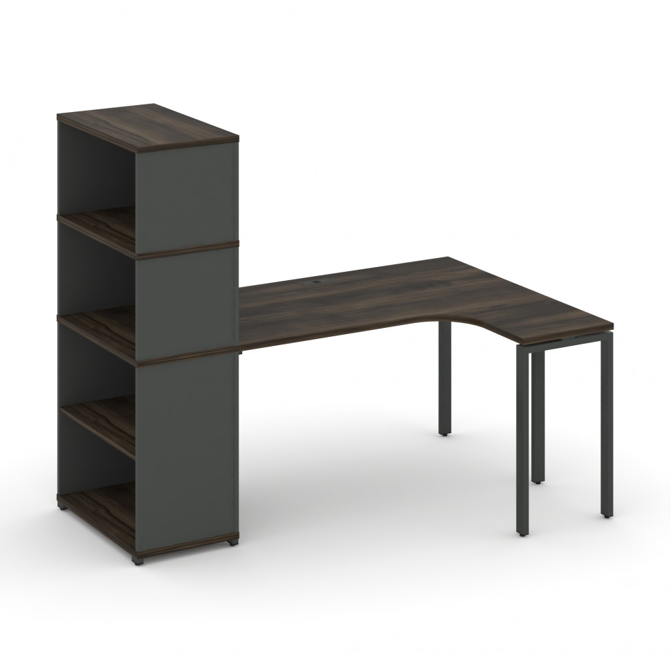 Concept Стол эргономичный с опорным стеллажом с надставкой выс. CN.SA-207(R) Дуб Мали/Антрацит/Метал Concept Стол эргономичный с опорным стеллажом с надставкой выс. CN.SA-207(R) Дуб Мали/Антрацит/Метал