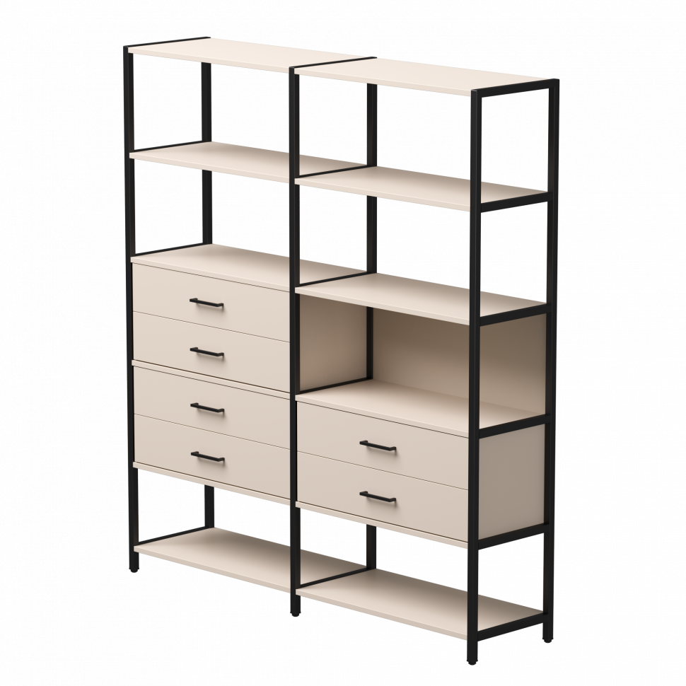 Набор стеллажных систем №8 Everprof EVO (ЭВО) 1635x385x1840 Кашемир/Черный