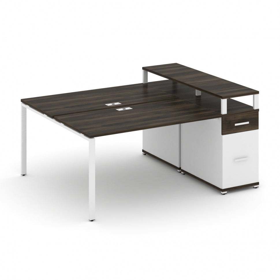 Concept Рабочая станция с 1 опорной тумбой CN.DRS-415 W Дуб Мали/Белый Бриллиант/Металл Белый 1800*1