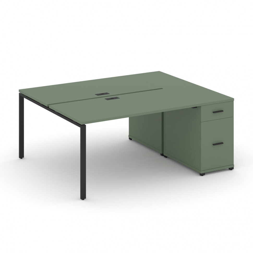 Concept Рабочая станция с 1 опорной тумбой CN.DRS-408 B Кобо/Металл Черный 2000*1480*750