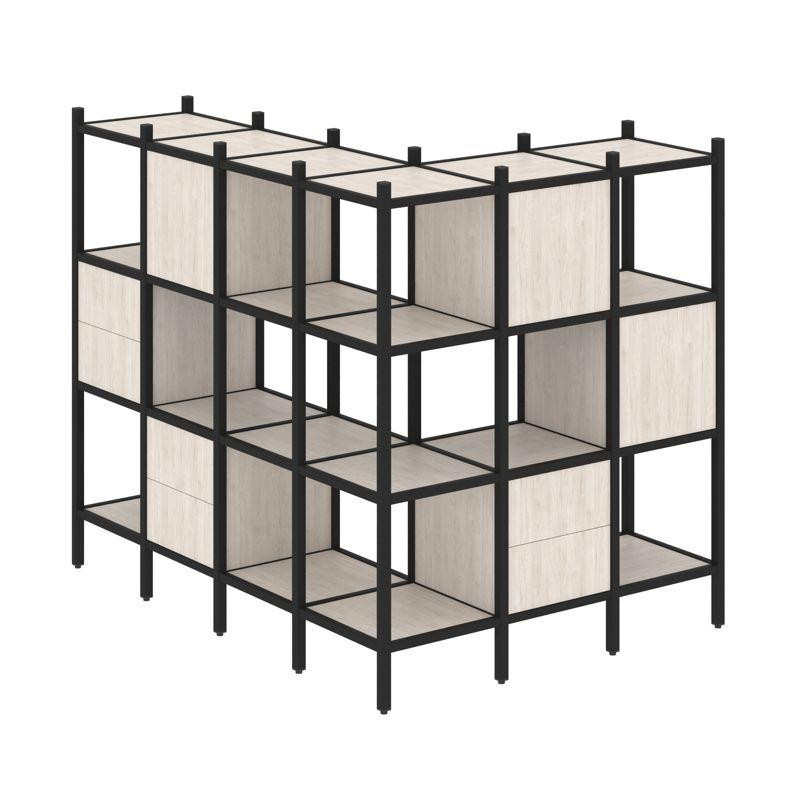 Loft Угловой внешний стеллаж наборный VR.L-52 Денвер Светлый/Металл Черный 1694*1278*1458 Loft Угловой внешний стеллаж наборный VR.L-52 Денвер Светлый/Металл Черный 1694*1278*1458