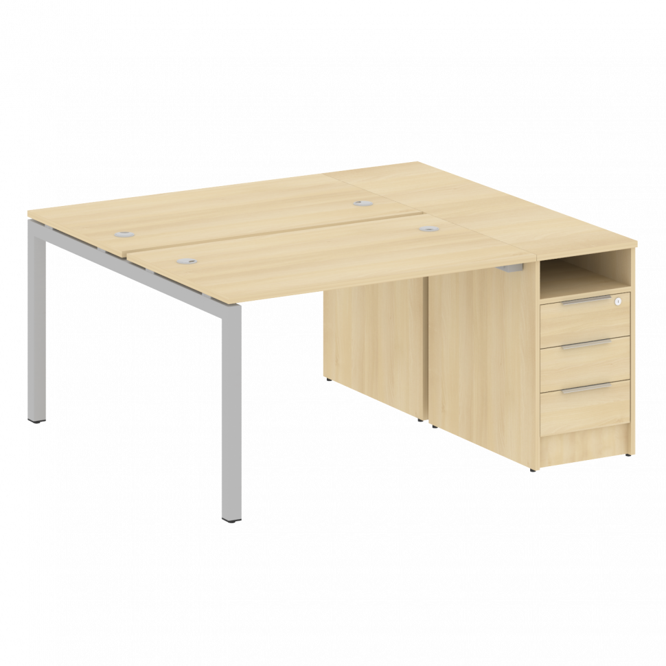 Metal System Quattro Рабочая станция с тумбой на П-образном м/к 50БП.РС-СТП-2.2 Акация Лорка/Металл