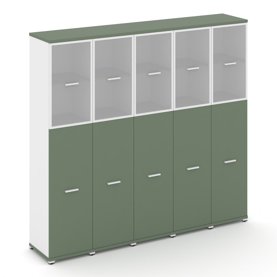 Concept Шкаф 5 узких секций, 5 ниш CN.STU-555 RMW W Кобо/Белый Бриллиант/Металл Белый/Сатин 2084*420