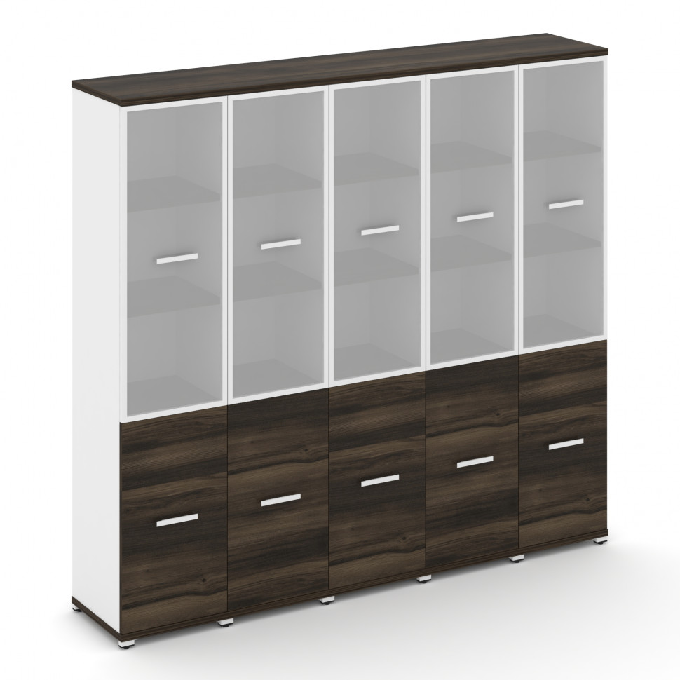 Concept Шкаф 5 узких секций, 5 ниш CN.STU-552 RMW W Дуб Мали/Белый Бриллиант/Металл Белый/Сатин 2084