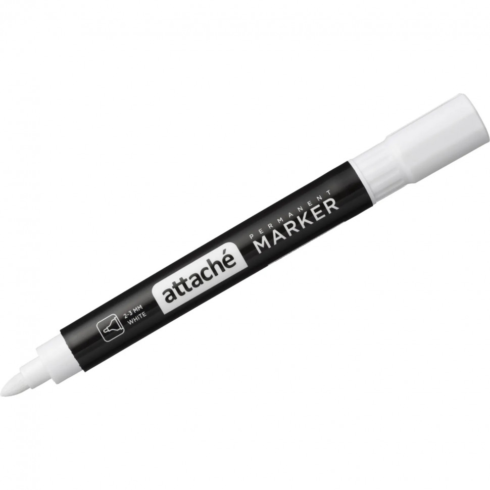 Маркер перманентный Attache, 2-3 мм, белый, кругл. наконечник, масл. основа