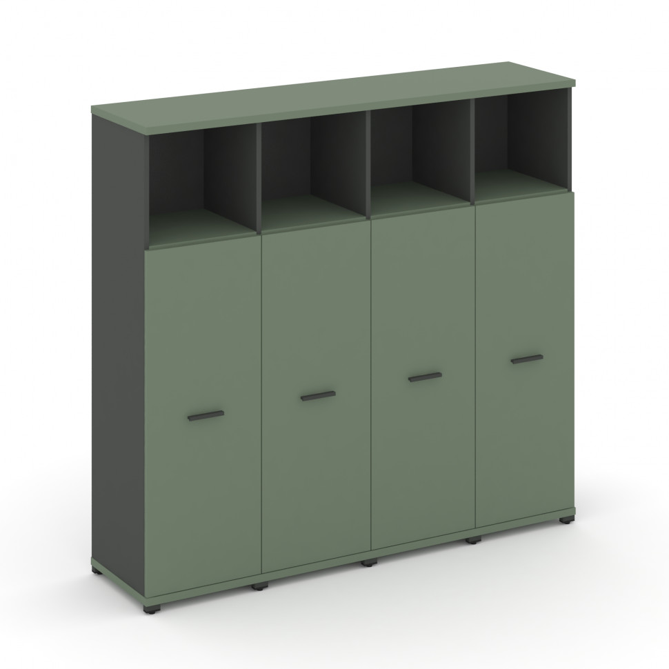 Concept Шкаф 4 узкие секции, 4 ниши  CN.STU-443 A Кобо/Антрацит/Металл Антрацит 1668*420*1554