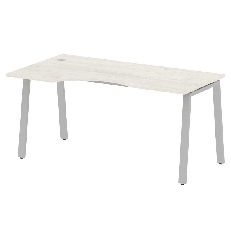 Metal System Стол криволинейный левый на А-образном м/к БА.СА-1 (L) Дуб Наварра/Металл Серый 1600*90