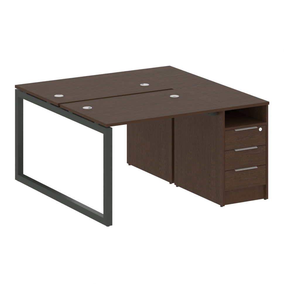 Metal System Quattro Рабочая станция с тумбой на О-образном м/к 50БО.РС-СТП-2.1 Венге Цаво/Металл Ан