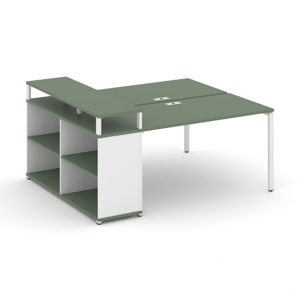 Concept Рабочая станция с опорным стеллажом с верх. горизонтом  CN.DRS-207 Кобо/Белый Бриллиант/Мета