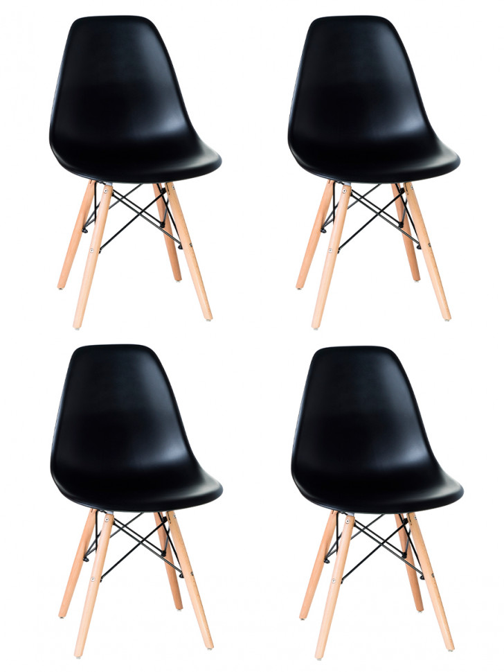 Набор 4 шт Стул обеденный DOBRIN DSW, ножки светлый бук, цвет чёрный (B-03)