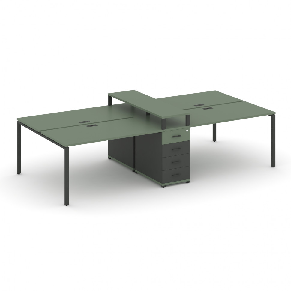 Concept Рабочая станция 4 места с 1 опорной тумбой CN.DRS-436 A Кобо/Антрацит/Металл Антрацит 3580*1 Concept Рабочая станция 4 места с 1 опорной тумбой CN.DRS-436 A Кобо/Антрацит/Металл Антрацит 3580*1