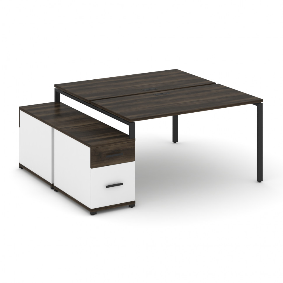 Concept Рабочая станция 2 места с двухсторонней опорной тумбой CN.DRS-307 B Дуб Мали/Белый Бриллиант Concept Рабочая станция 2 места с двухсторонней опорной тумбой CN.DRS-307 B Дуб Мали/Белый Бриллиант