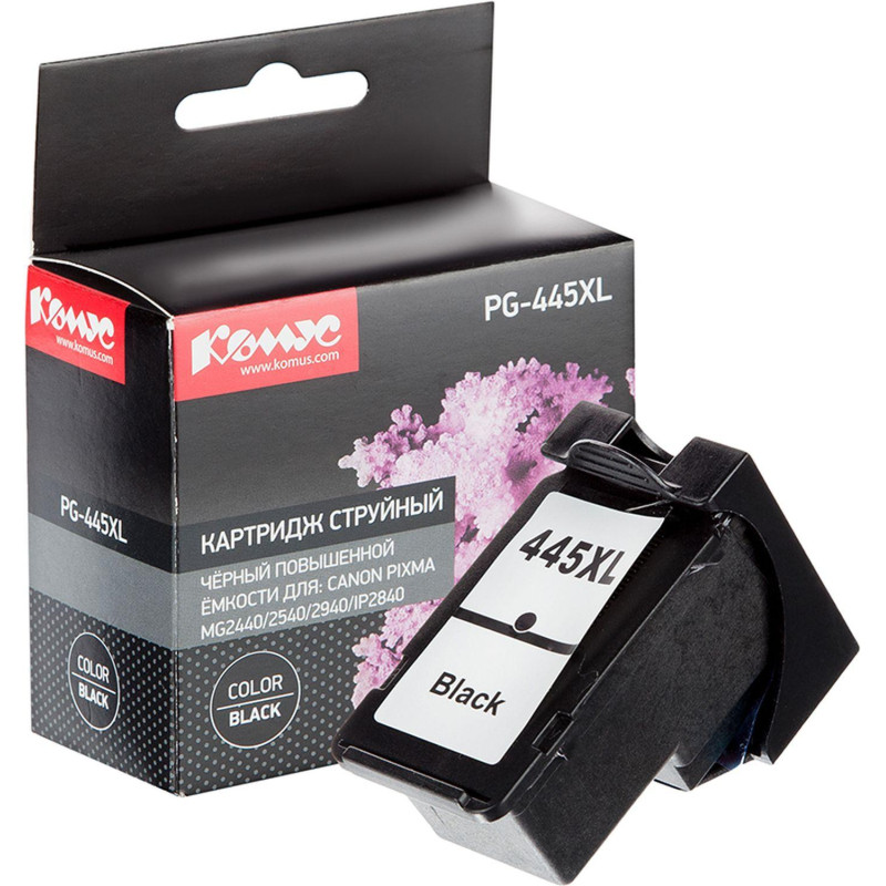 Картридж струйный КОМУС PG-445XL чер.пов.емк. для Canon MG2440/MG2540