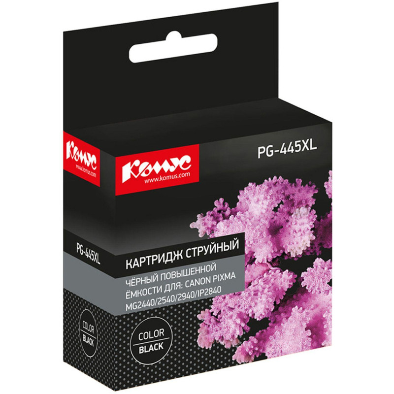 Картридж струйный КОМУС PG-445XL чер.пов.емк. для Canon MG2440/MG2540