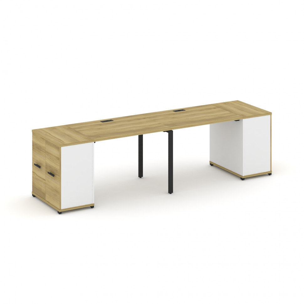 Concept Рабочая станция с опорными распаш. шкафами CN.ORS-217 B Дуб Винченцо/Белый Бриллиант/Металл