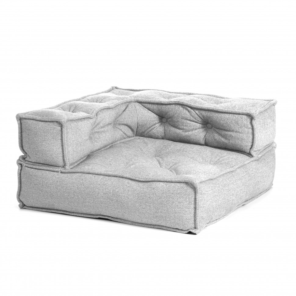 Модуль мягкий угловой Miracle велюр/букле, VT shape silver, 80x80x24 см