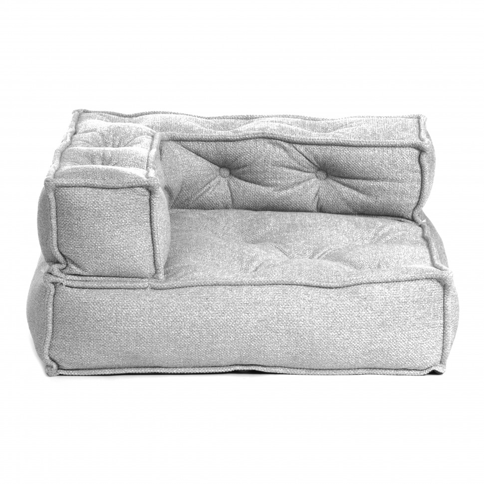 Модуль мягкий угловой Miracle велюр/букле, VT shape silver, 80x80x24 см