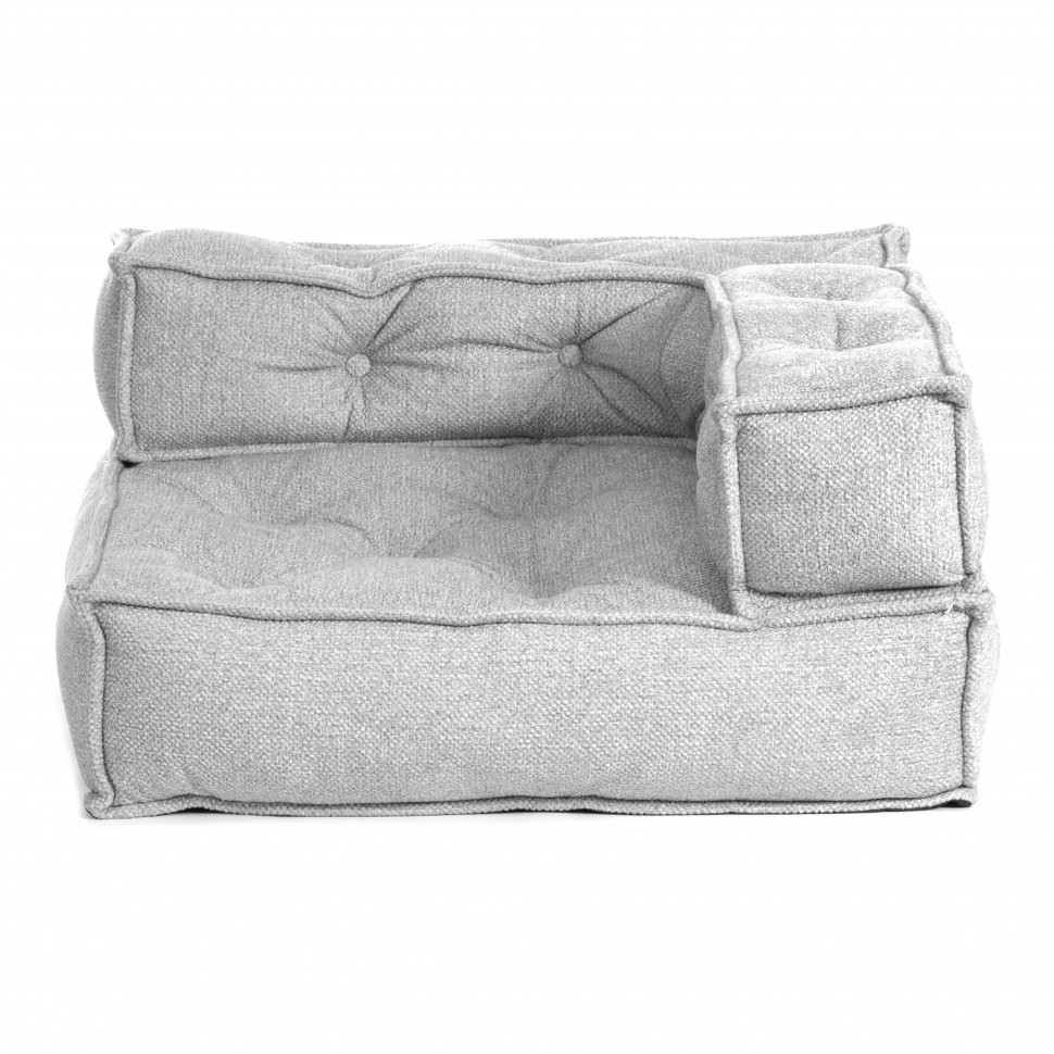 Модуль мягкий угловой Miracle велюр/букле, VT shape silver, 80x80x24 см