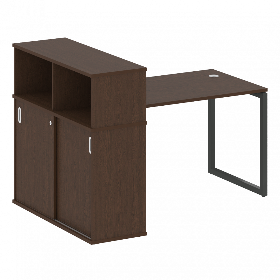 Metal System Quattro Стол письменный с шкафом-купе на О-образном м/к 40БО.РС-СШК-3.2 Т Венге Цаво/Ме