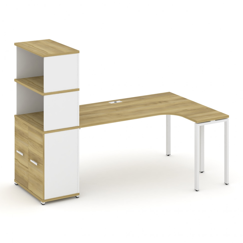 Concept Стол эргономичный с опорным распаш. шкафом с надставкой выс. CN.SA-216(R) W Дуб Винченцо/Бе Concept Стол эргономичный с опорным распаш. шкафом с надставкой выс. CN.SA-216(R) W Дуб Винченцо/Бе