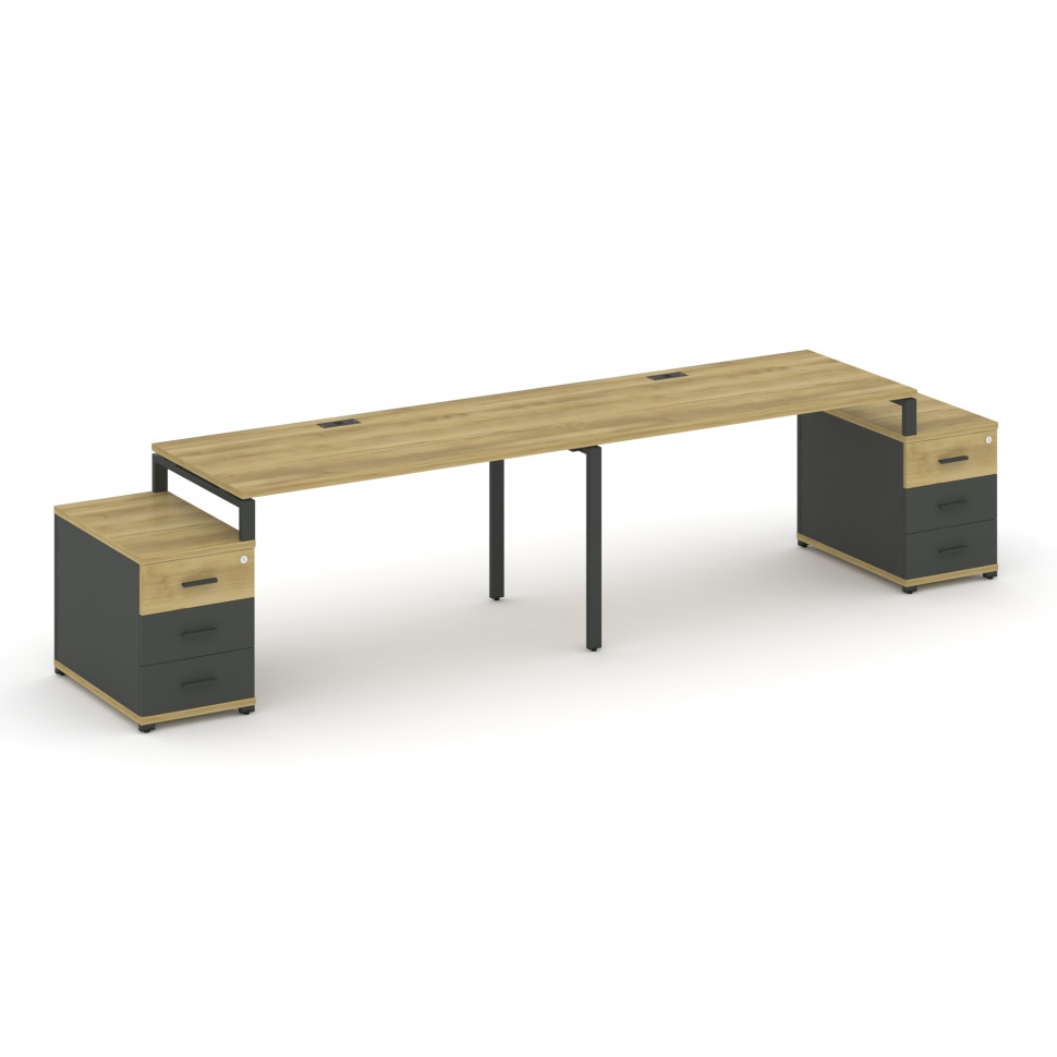 Concept Рабочая станция 2 места с 2 опорными тумбами CN.ORS-317 A Дуб Винченцо/Антрацит/Металл Антра Concept Рабочая станция 2 места с 2 опорными тумбами CN.ORS-317 A Дуб Винченцо/Антрацит/Металл Антра