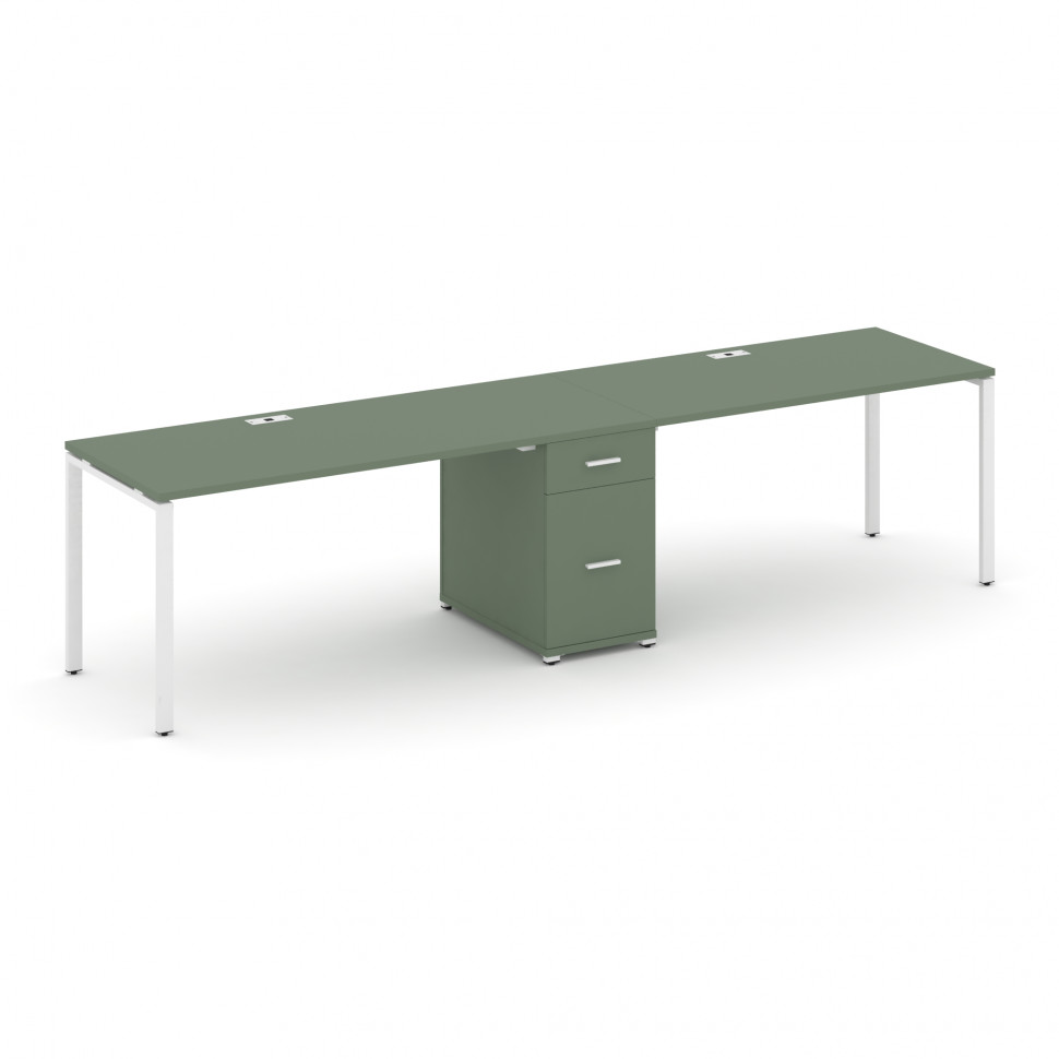 Concept Рабочая станция 2 места с 1 опорной тумбой CN.ORS-405 W Кобо/Металл Белый 2380*720*750 Concept Рабочая станция 2 места с 1 опорной тумбой CN.ORS-405 W Кобо/Металл Белый 2380*720*750