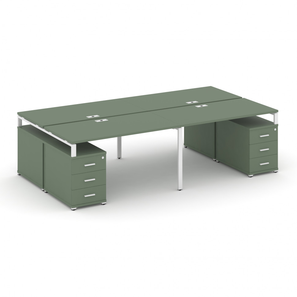 Concept Рабочая станция 4 места с 2 двухсторонними опорными тумбами CN.DRS-328 W Кобо/Металл Белый 3 Concept Рабочая станция 4 места с 2 двухсторонними опорными тумбами CN.DRS-328 W Кобо/Металл Белый 3