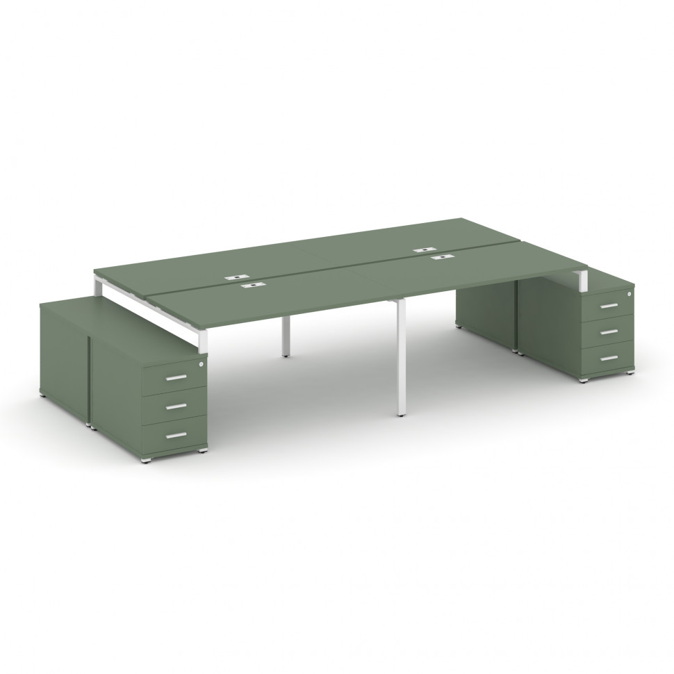 Concept Рабочая станция 4 места с 2 двухсторонними опорными тумбами CN.DRS-328 W Кобо/Металл Белый 3 Concept Рабочая станция 4 места с 2 двухсторонними опорными тумбами CN.DRS-328 W Кобо/Металл Белый 3