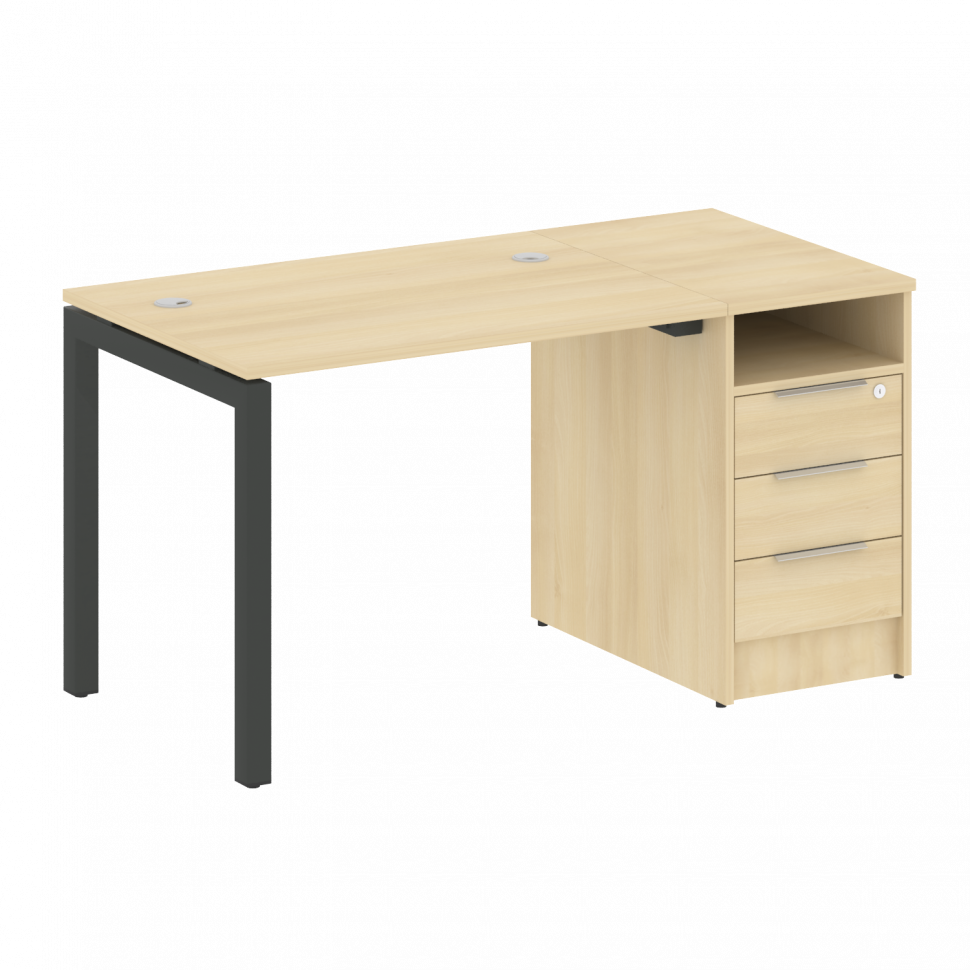 Metal System Quattro Рабочая станция с тумбой на П-образном м/к 50БП.РС-СТП-1.1 Акация Лорка/Металл