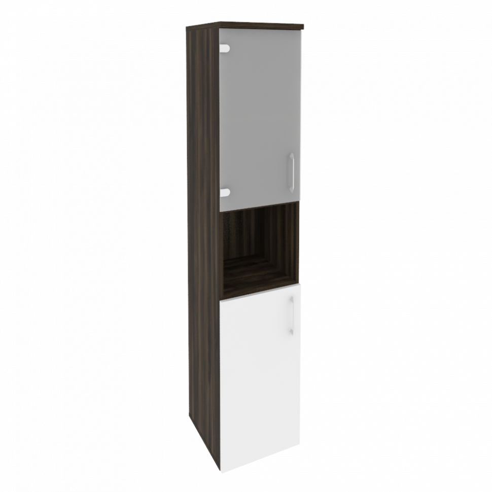 Onix Шкаф высокий узкий левый O.SU-1.4 (L) Дуб Мали/Белый Бриллиант 400*420*1977