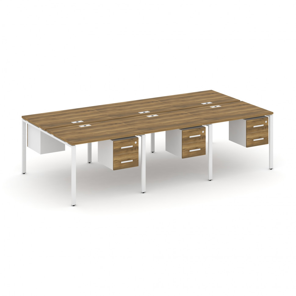 Concept Рабочая станция двухсторонняя с подвес. тумбами на 6 мест CN.DRS-153 W Сандал Янтарный/Белый