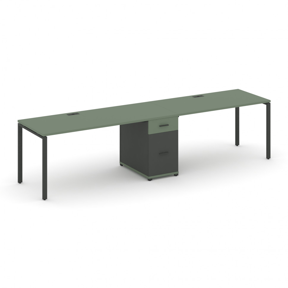 Concept Рабочая станция 2 места с 1 опорной тумбой CN.ORS-406 A Кобо/Антрацит/Металл Антрацит 2780*7 Concept Рабочая станция 2 места с 1 опорной тумбой CN.ORS-406 A Кобо/Антрацит/Металл Антрацит 2780*7