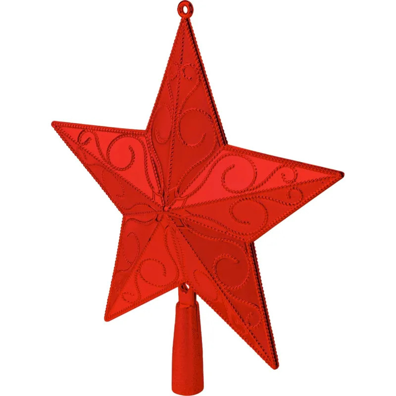 Верхушка на елку Праздничная звезда,красная, 23 см НУ-4400