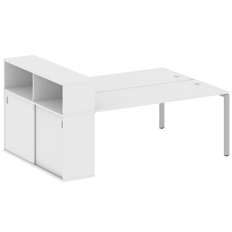 Metal System Рабочая станция с шкафом-купе на П-образном м/к БП.РС-СШК-2.5 Т Белый/Металл Серый 2210 Metal System Рабочая станция с шкафом-купе на П-образном м/к БП.РС-СШК-2.5 Т Белый/Металл Серый 2210