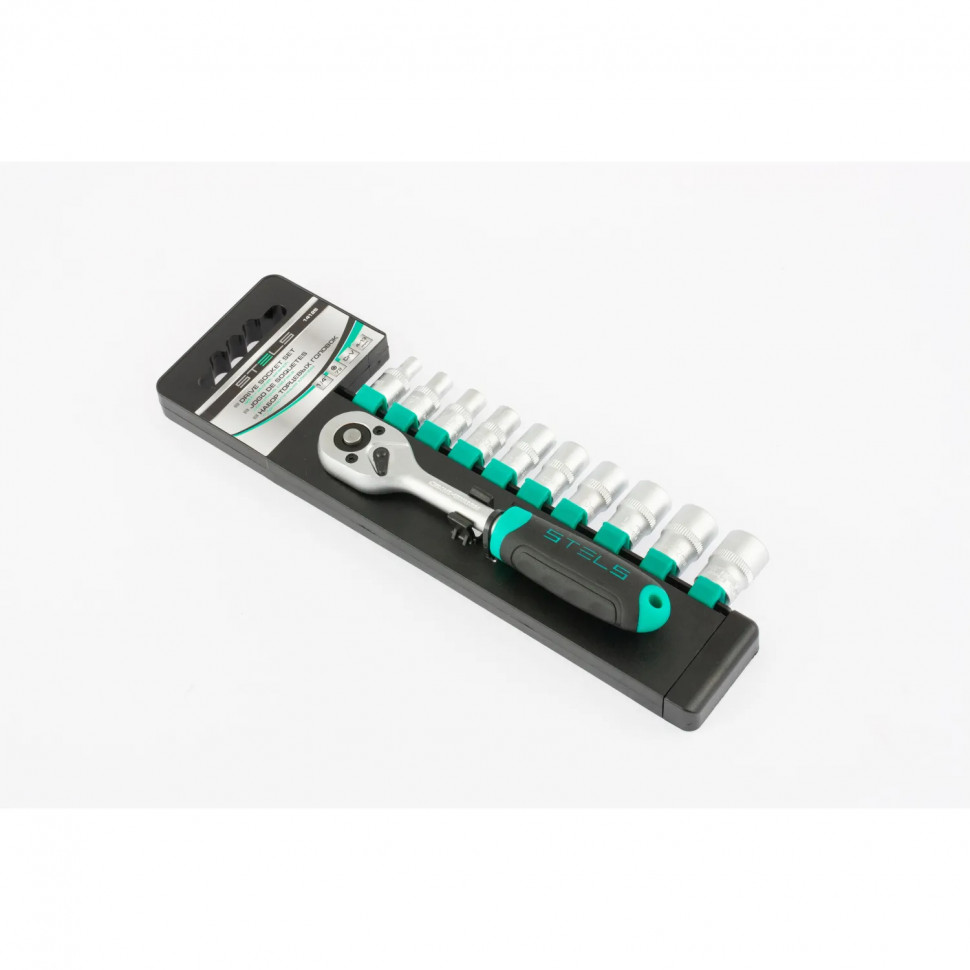 Набор головок торцевых с трещотк. Stels 11 предм 1/4 (4-13 мм) CrV (14125)