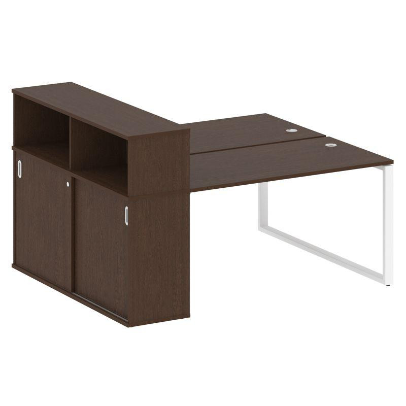 Metal System Рабочая станция с шкафом-купе на О-образном м/к БО.РС-СШК-2.3 Т Венге Цаво/Металл Белый