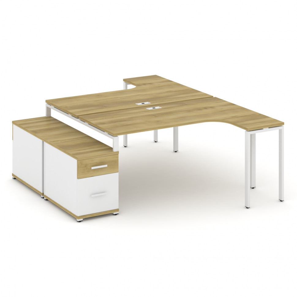 Concept Рабочая станция с двойной опорной тумбой CN.DSA-304 W Дуб Винченцо/Белый Бриллиант/Металл Бе