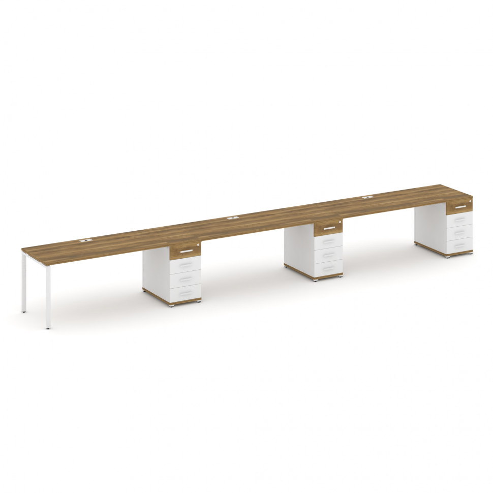 Concept Рабочая станция 3 места с 3 опорными тумбами CN.ORS-444 W Сандал Янтарный/Белый Бриллиант/Ме Concept Рабочая станция 3 места с 3 опорными тумбами CN.ORS-444 W Сандал Янтарный/Белый Бриллиант/Ме