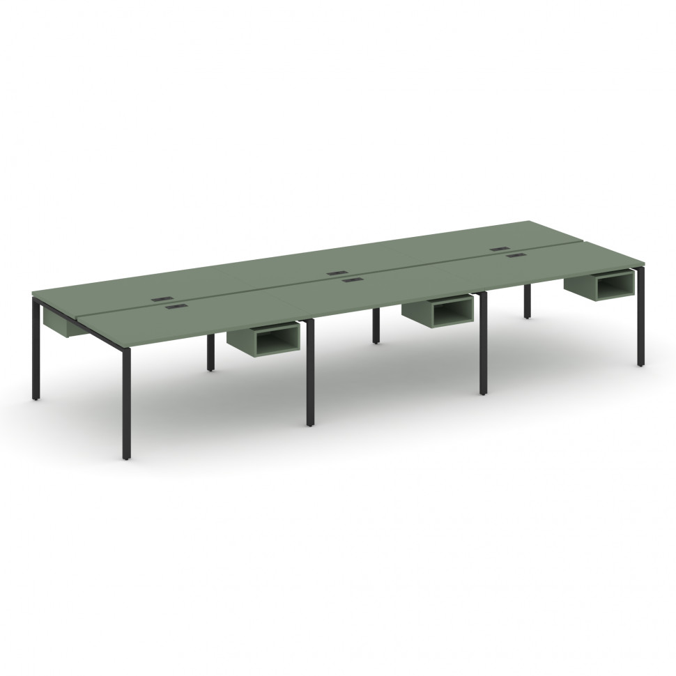 Concept Рабочая станция двухсторонняя с подвес. тумбами на 6 мест CN.DRS-142 Кобо/Металл Черный 3540