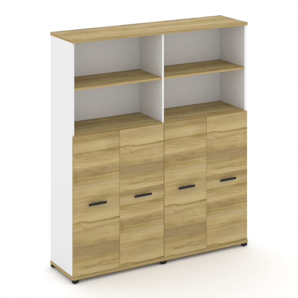 Concept Шкаф 2 широкие секции, 5 ниш CN.STS-524 B Дуб Винченцо/Белый Бриллиант/Металл Черный 1668*42