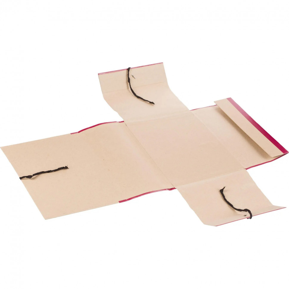 Папка архивная 150мм крафт/бумвинил 4 завязки, бордовая