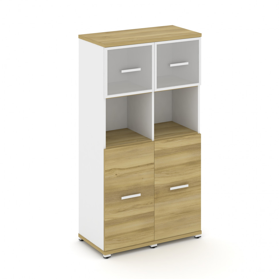 Concept Шкаф 2 узкие секции, 4 ниши CN.STU-425 RMW W Дуб Винченцо/Белый Бриллиант/Металл Белый/Сатин