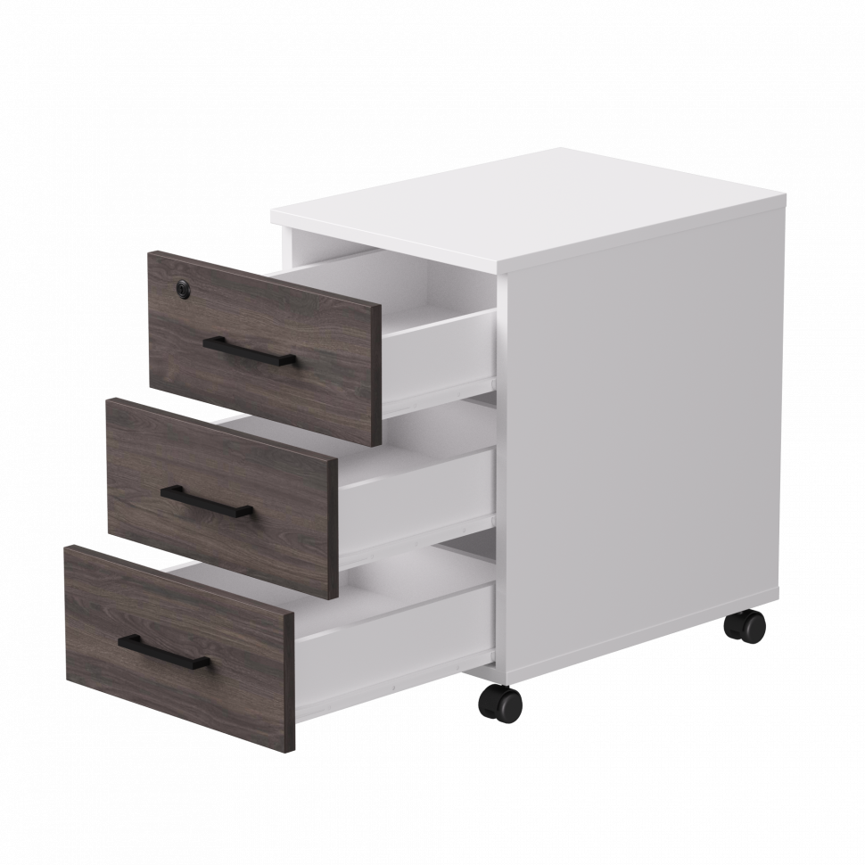 Тумба мобильная Everprof EVO (ЭВО) 406х540х608 Белый/Белый/Дуб Пасадена