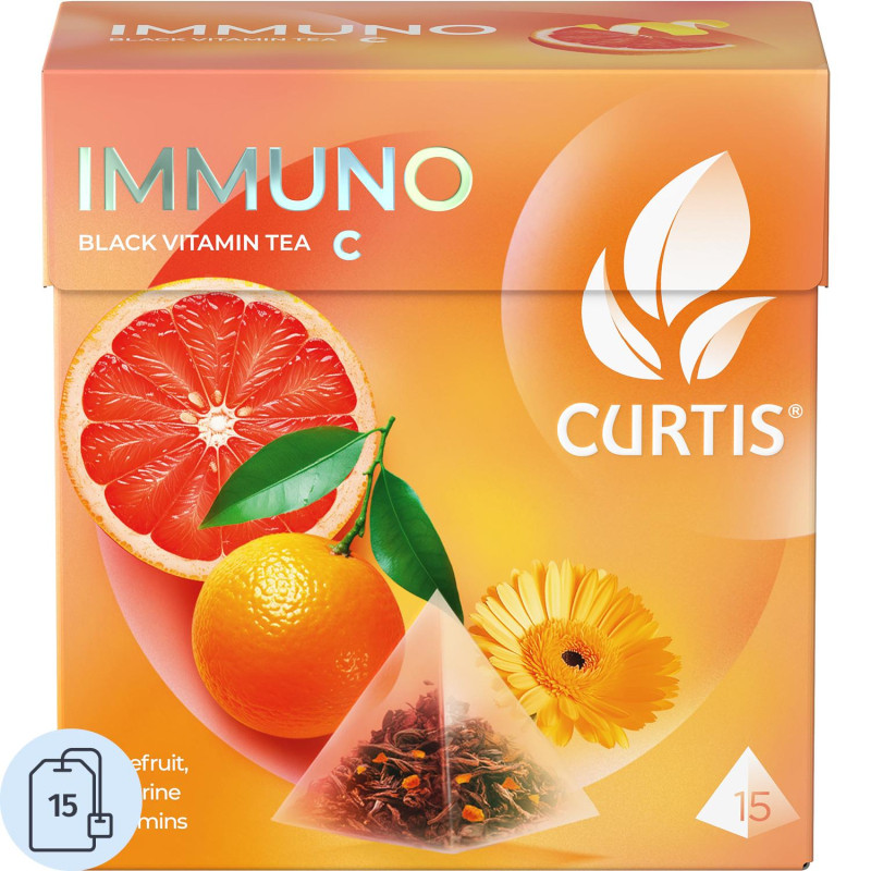 Чай Curtis черный Immuno,ароматизированный,средний лист, 15шт/уп