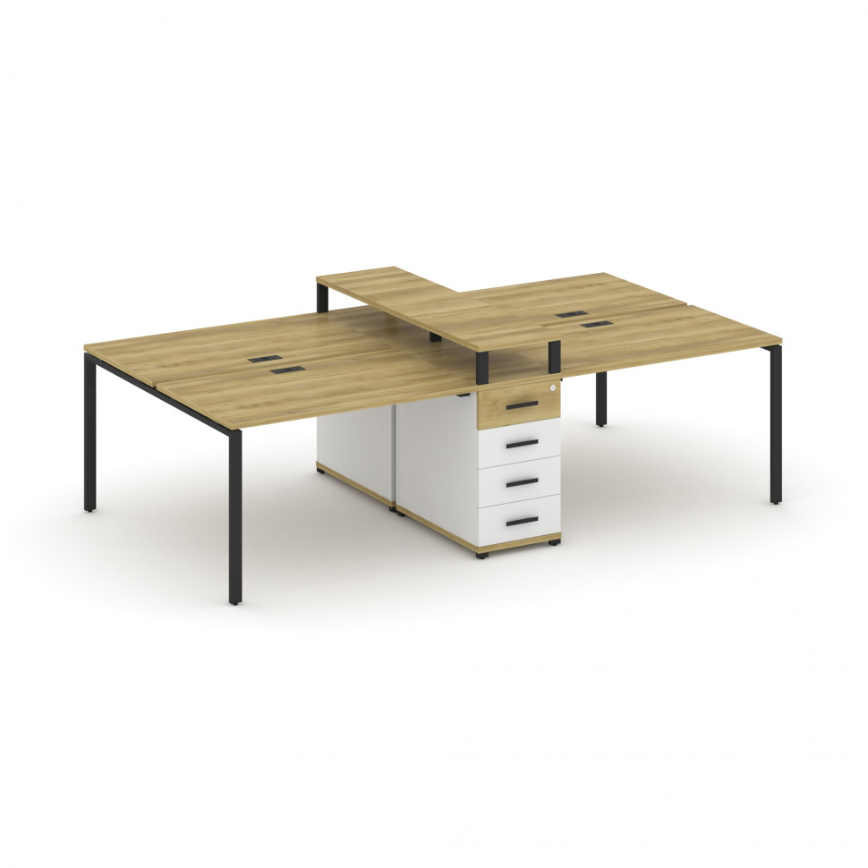 Concept Рабочая станция 4 места с 1 опорной тумбой CN.DRS-434 B Дуб Винченцо/Белый Бриллиант/Металл Concept Рабочая станция 4 места с 1 опорной тумбой CN.DRS-434 B Дуб Винченцо/Белый Бриллиант/Металл