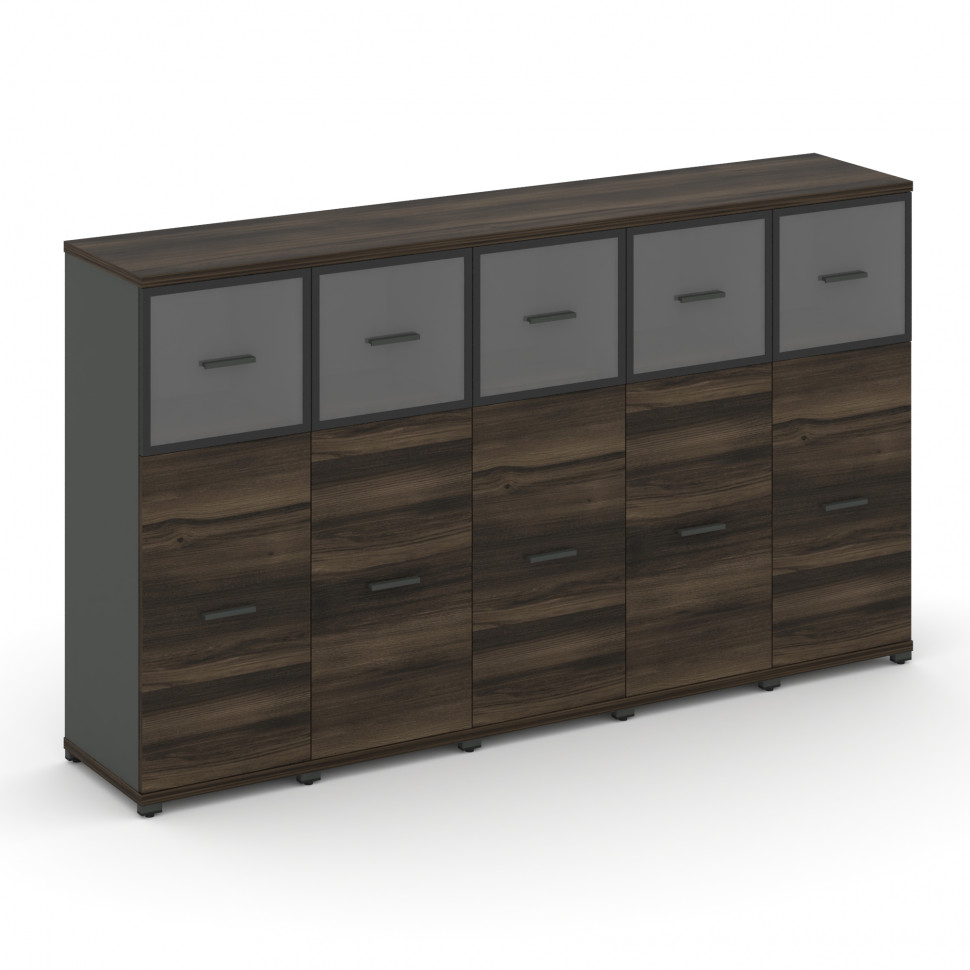 Concept Шкаф 5 узких секций, 3 ниши CN.STU-354 RPB A Дуб Мали/Антрацит/Металл Антрацит/Прозрачный 20